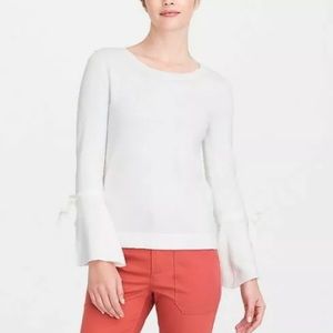 NEW J. Crew Ivory Bell Sleeve Cotton Sweater